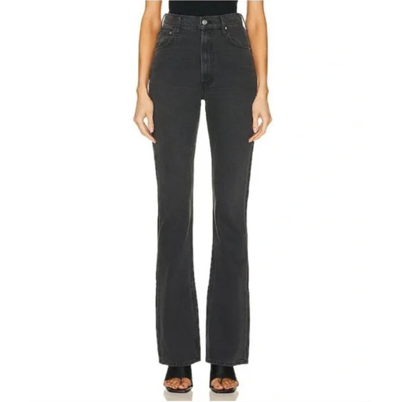 SNACKS by MOTHER High Waisted Slit Heel Jeans Wedge Mouth Watering - Picture 3 of 16